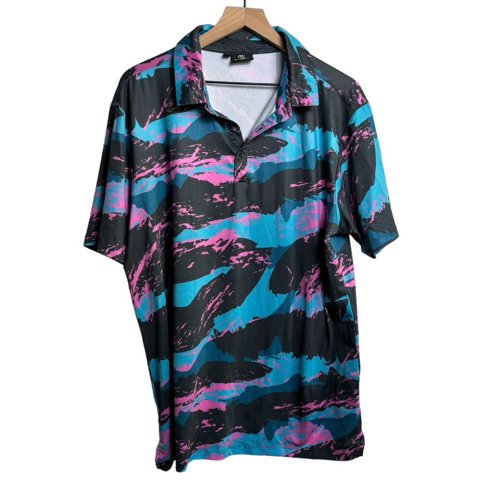 Greenside Mens Polo Golf‎ Bugiee Abstract Pattern  Polo Shirt Activewear Large